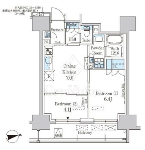 パークアクシス蔵前・春日通り 2LDK　間取り図