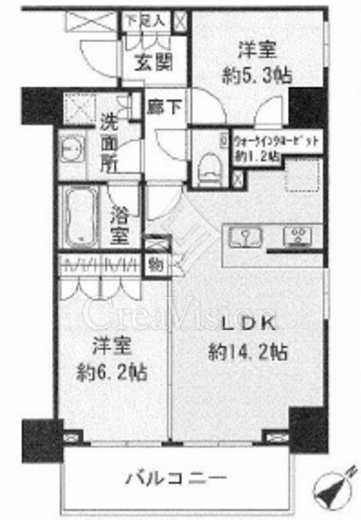 ザ・パークハウスアーバンス東五反田 間取り　2LDK