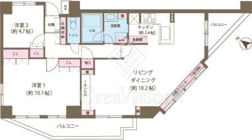 赤羽真正寺坂ハイム 2LDK　間取り図