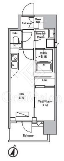 デュオフラッツ飯田橋 1LDK　間取り図