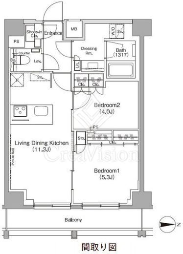 ザ・パークハビオ高円寺レジデンス 2LDK　間取り図