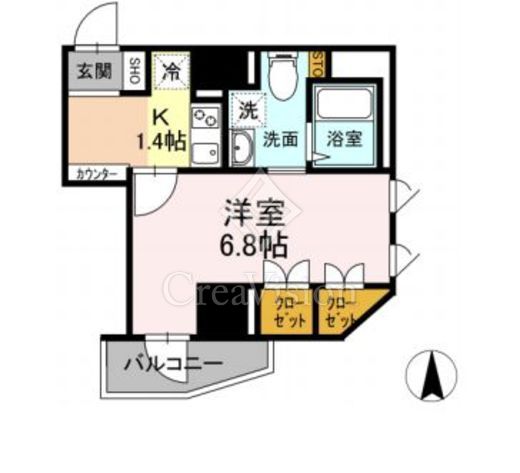 グランジット白金高輪 1R　間取り図