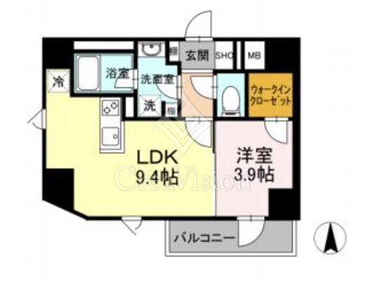 グランジット白金高輪 1LDK　間取り