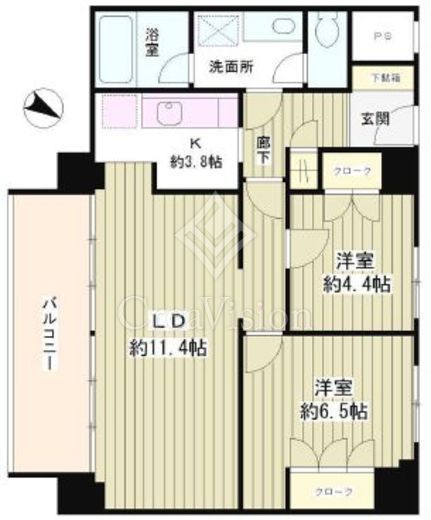 リバー＆タワー 2LDK　間取り図