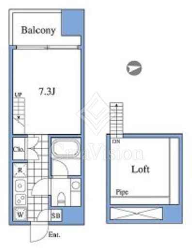 RIZ高輪 1K　間取り図