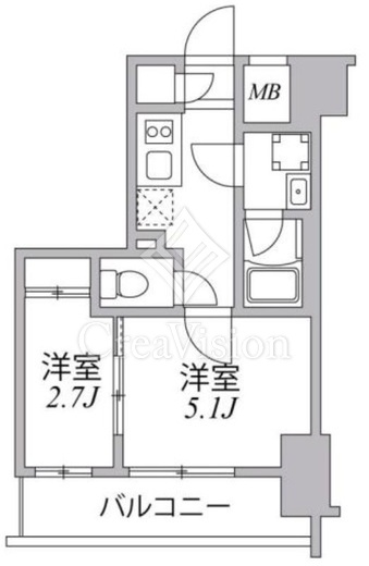 シーフォルム住吉 1DK　間取り