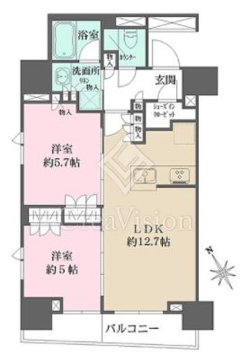 ルフォンプログレ四谷 2LDK　間取り図