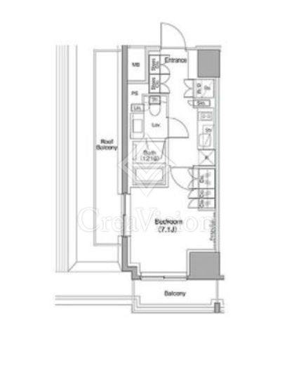 ザ・パークハビオ麻布十番 1R　間取り図