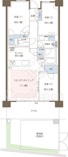 ブリリアシティ西早稲田 3LDK　間取り図