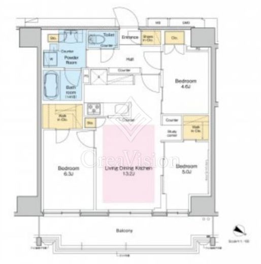 プラウドフラット両国サウス 3LDK　間取り図