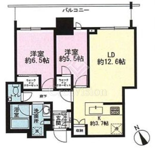 ブランズタワー芝浦 2LDK　間取り図