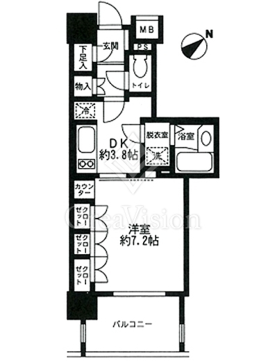 ライオンズシティ白金高輪 1DK　間取り