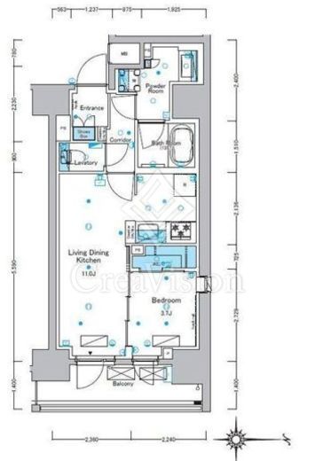 ルフォンプログレ浅草入谷 1LDK　間取り図