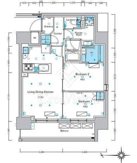 ルフォンプログレ浅草入谷 2LDK　間取り図