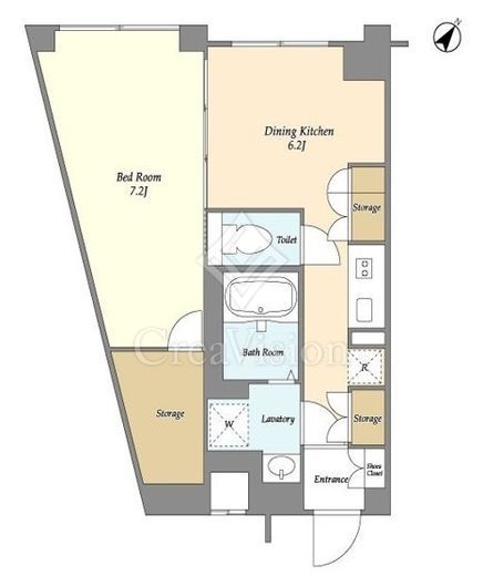 ジニア不動前 1DK　間取り図