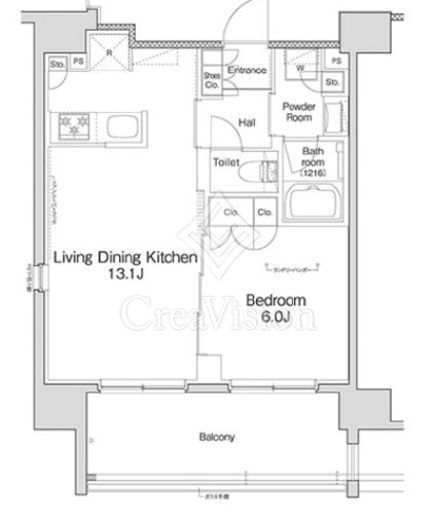 プラウドフラット浅草ディアージュ 1LDK　間取り図