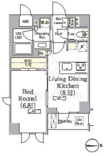 ザ・パークワンズ高輪 1LDK　間取り図