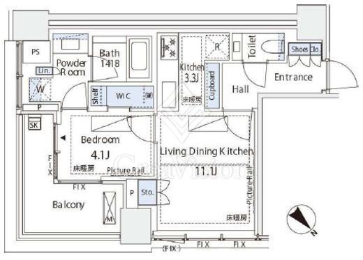 パークコート虎ノ門 1LDK　間取り図