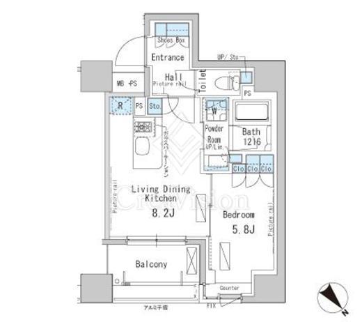 パークアクシス茅場町 間取り　1LDK