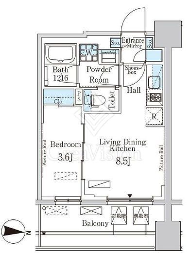 パークアクシス神楽坂・早稲田通り 1LDK　間取り図