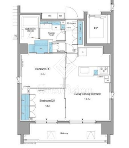 ルフォンプログレ蔵前ナチュール 2LDK　間取り図