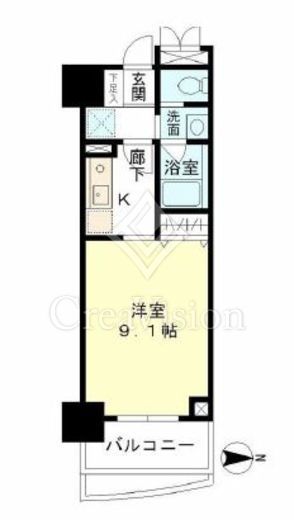 マイプレジール広尾 1K　間取り図