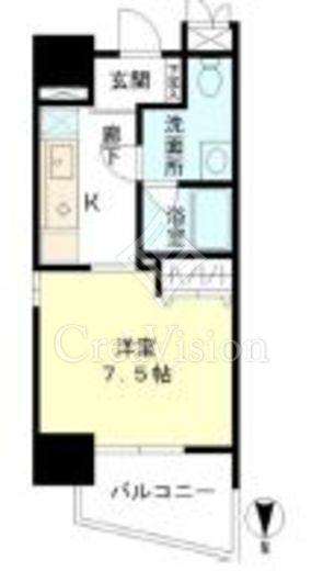 マイプレジール広尾 1K　間取り図