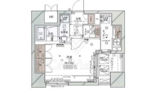 コンシェリア麻布十番 1R　間取り図