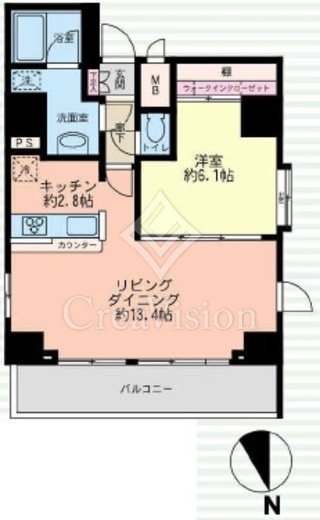 コンシェリア麻布十番 1LDK　間取り図
