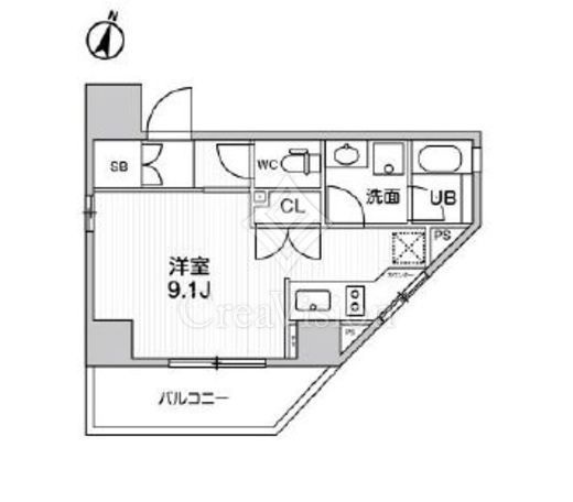 シーズンフラッツ文京東大前 1R　間取り図