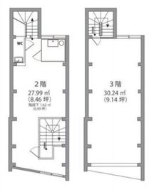 かぐら坂5丁目ビル 2階+3階 間取り図