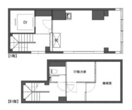 元屋ビル新富町 B1階+1階 間取り図