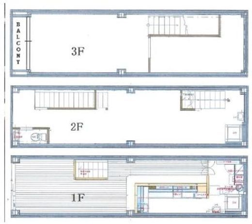 中本ビル(築地市場) 1-3階 間取り図