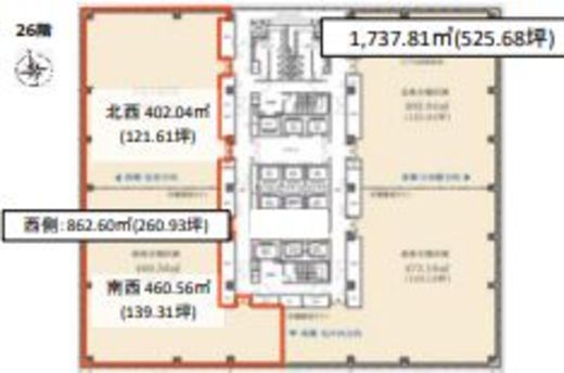 東京サンケイビル 26階西側 間取り図
