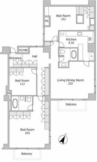 グランドメゾン六番町 603 間取り図