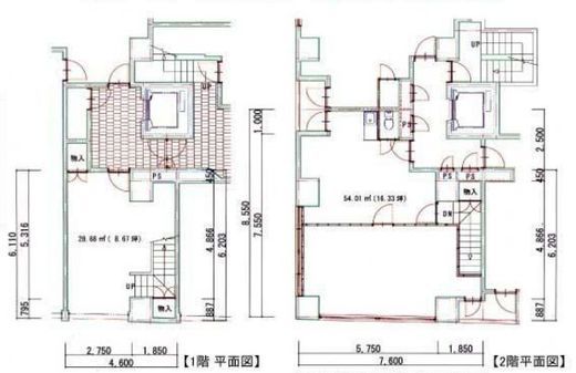 乗物町第一ビル 1階+2階 間取り図