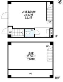 内田ビル B1階+1階 間取り図