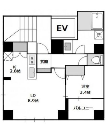 アーバン箱崎(SOHO) 4階 間取り図