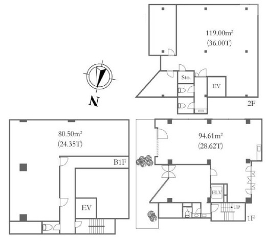 レインボービル(明治神宮前) B1階～B2階 間取り図