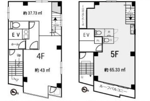 エスポアールビル(旧:隠岐ビル) 4階+5階 間取り図