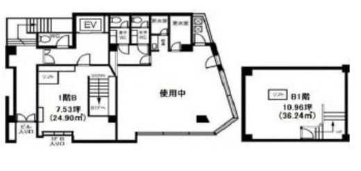 木村ビル(小川町) B1階+1階 間取り図