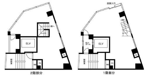 細谷ビル 1階+2階 間取り図