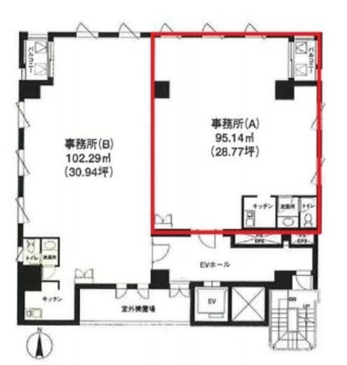 紀尾井町コートビル 3階A 間取り図