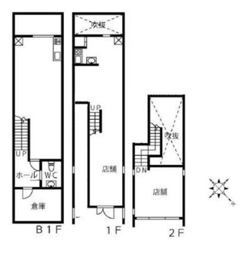笹塚十号坂店舗 B1階-2階 間取り図