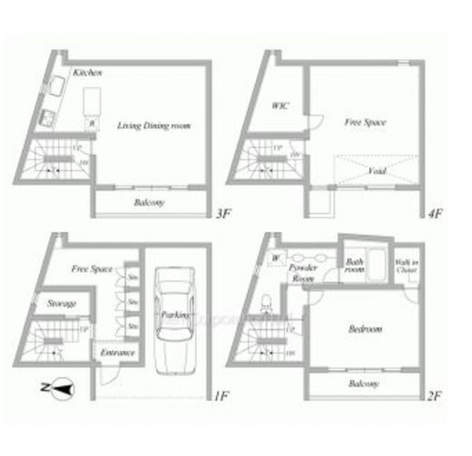 南麻布2丁目戸建(SOHO) 一棟 間取り図