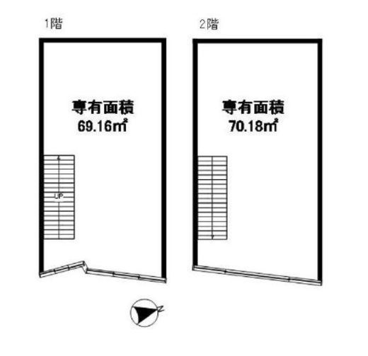 鍛冶町二丁目店鋪 1-2階 間取り図