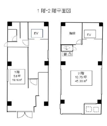 東日本橋3丁目ビル 1階+2階 間取り図