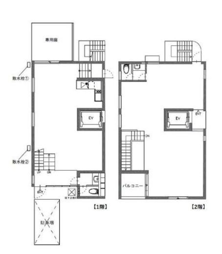INO.SHIBUYA 1階-2階 間取り図