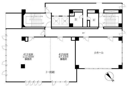 お茶の水クリスチャン・センター(OCCビル)北館 411・415号室 間取り図