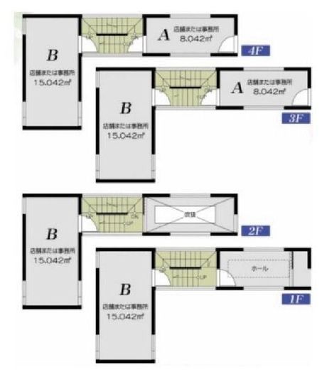 ブランシェ銀座(旧:セントラル銀座2丁目ビル) 1-4階 間取り図